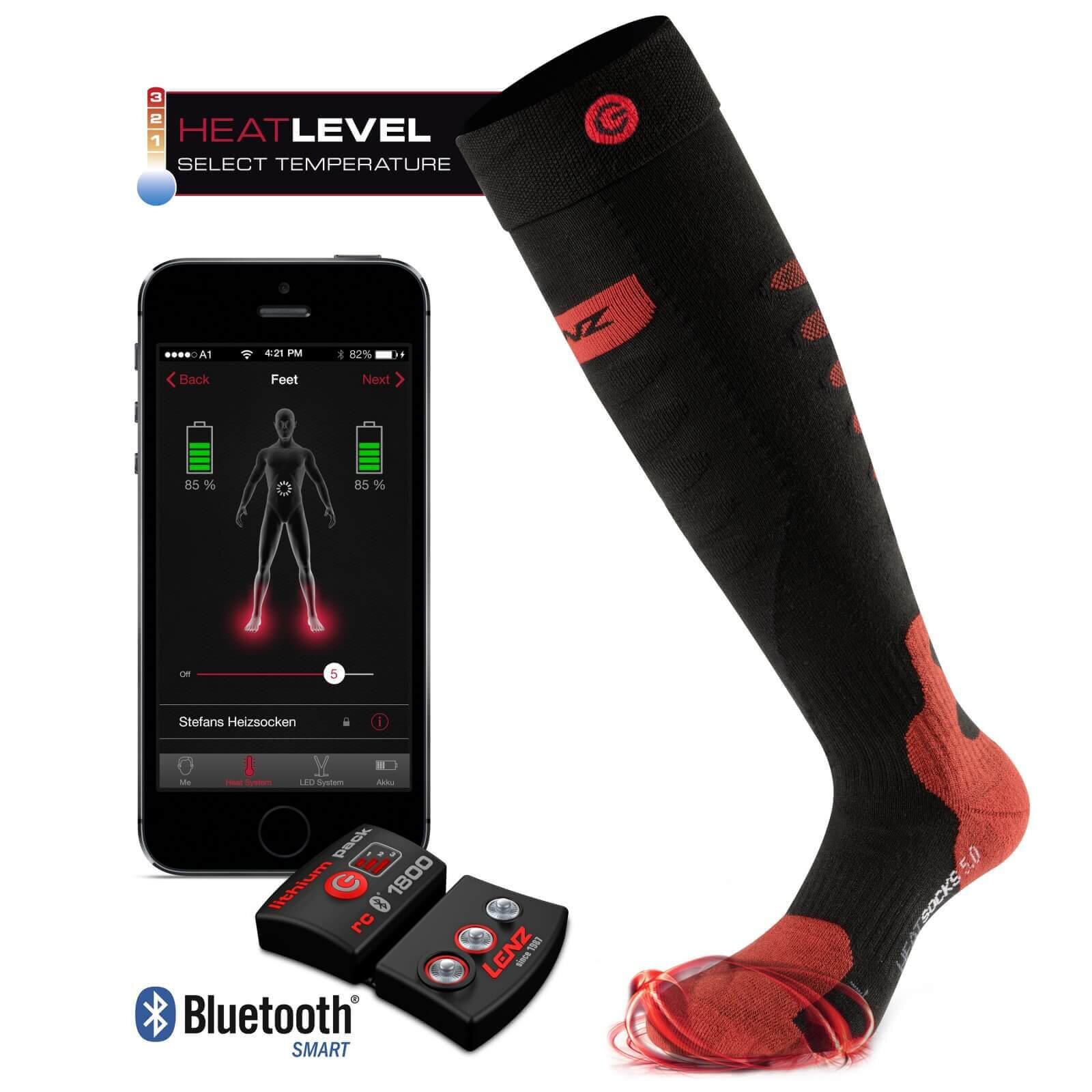 SET - Vyhřívané ponožky LENZ Heat Socks 5.0 Toe Cap + baterie lithium pack rcB 1200