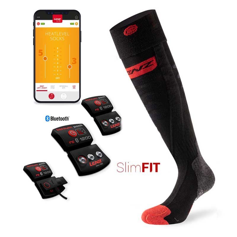 SET - Vyhřívané ponožky Slim Fit LENZ Heat Socks 5.0 Toe Cap + baterie lithium pack rcB 1200